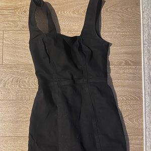 urban outfitters black denim square neck mini dress